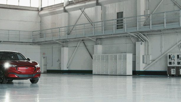 Mustang Mach-E v. Gravity GIF